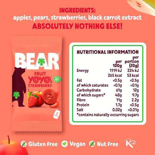 BEAR Yoyos Strawberry Multipack 5 Pack
