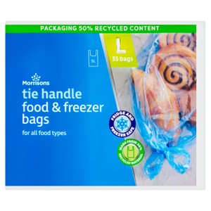 Morrisons 35 Large Tie Handle Food & Freezer Bags 35 Pack