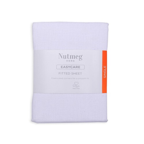 Nutmeg Home Easy Care Cotton White Single Fitted Sheet