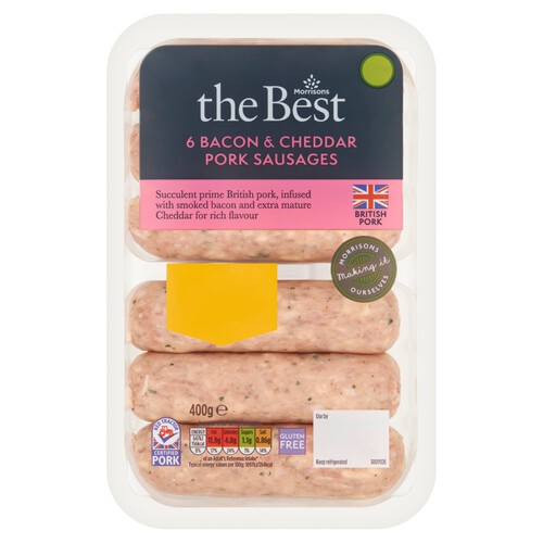 Morrisons The Best 6 Bacon & Cheddar Pork Sausages