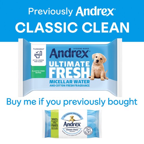 Andrex Ultimate Fresh Moist Toilet Tissue Hygiene Wipes 4 x 30 Wipes 