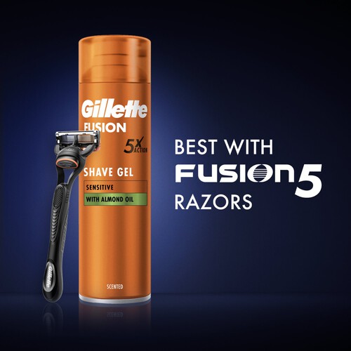 Gillette Fusion Sensitive Skin Shaving Gel With Almond Oil 