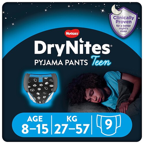 Huggies Drynites Pyjama Pants Teen Blue 8-15Yr 