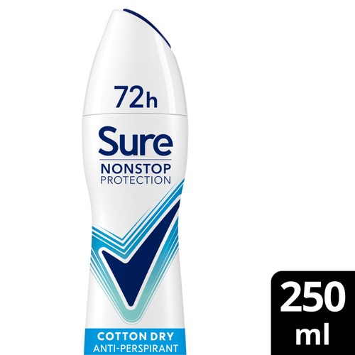 Sure Antiperspirant Deodorant Nonstop Protection Cotton Dry 250ml