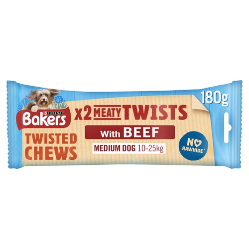 Bakers Meaty Twists Medium Beef Dog Chews