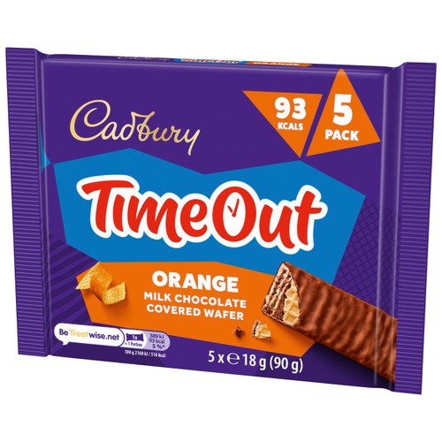 Cadbury Timeout Orange Chocolate Wafer Bars   5 x 18g
