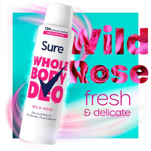 Sure Women Wild Rose Whole Body Deodorant Spray 72h Odour Control   150ml