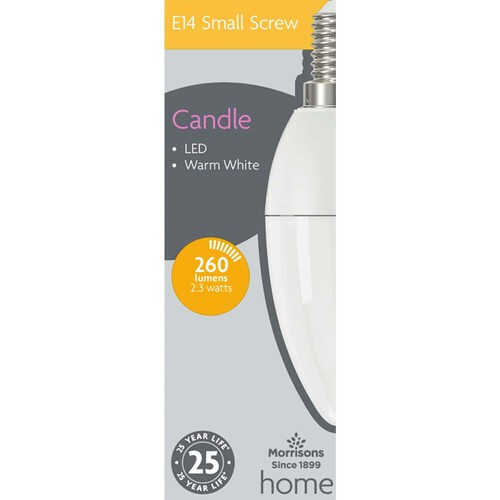 Morrisons Candle LED 2.3W (26W 260Lm) Ses Light Bulb 