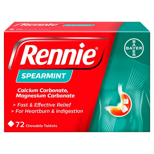 Rennie Spearmint Heartburn & Indigestion Chewable Tablets