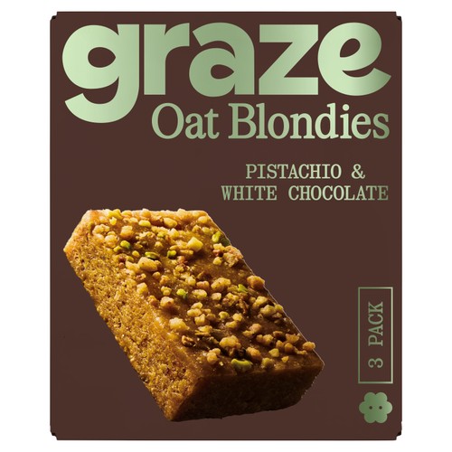 Graze Pistachio & White Chocolate Oat Blondies  3 x 45g