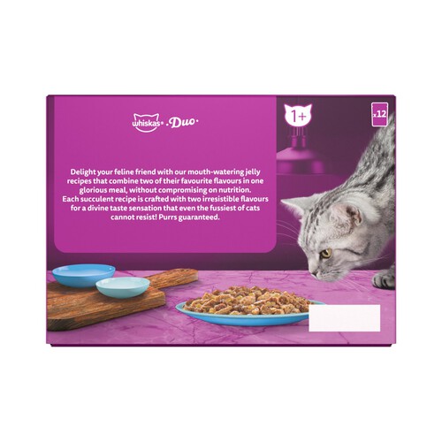 Whiskas 1+ Duo Ocean Delights Adult Wet Cat Food Pouches in Jelly