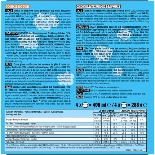 Ben & Jerry's Cookie & Brownie Mini Ice Cream Tub Multipack 4 x 100ml