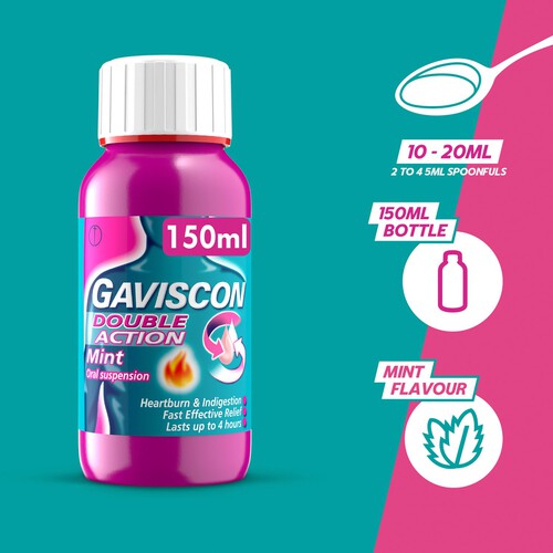 Gaviscon Double Action Heartburn & Indigestion Liquid Mint Flavour