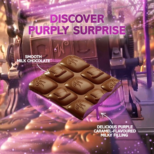 Wonka Purply Purple Milk Chocolate & Caramel Flavour Chocolate Bar 90g