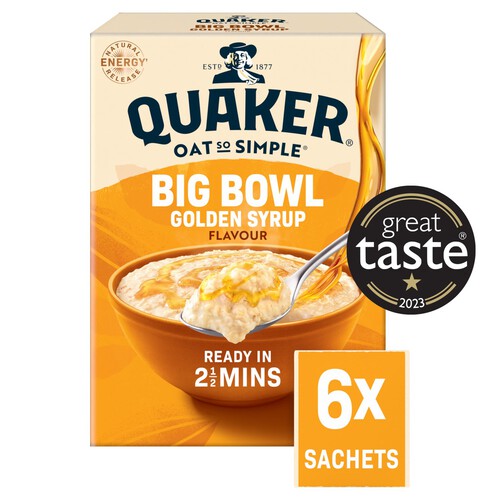 Quaker Oat So Simple Big Bowl Golden Syrup Porridge Sachets 