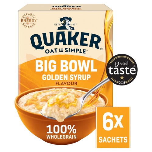 Quaker Oat So Simple Big Bowl Golden Syrup Porridge Sachets 