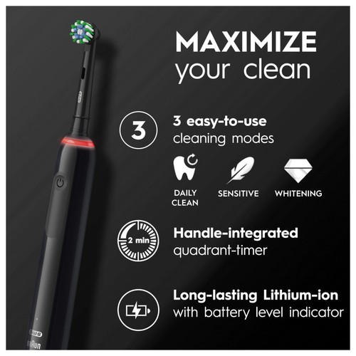 Oral-B Pro 3 3500 Black Electric Toothbrush + Travel Case