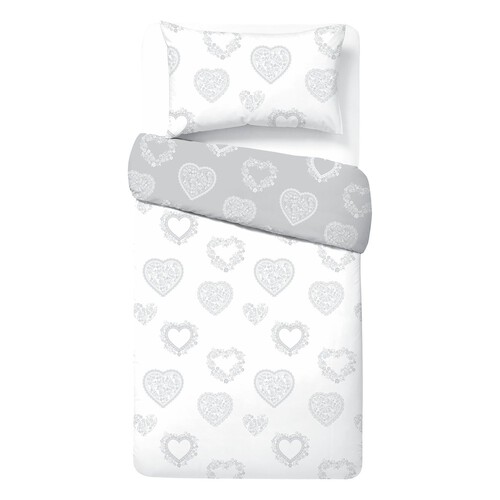 Nutmeg Home Easy Care Heart Duvet Set Single