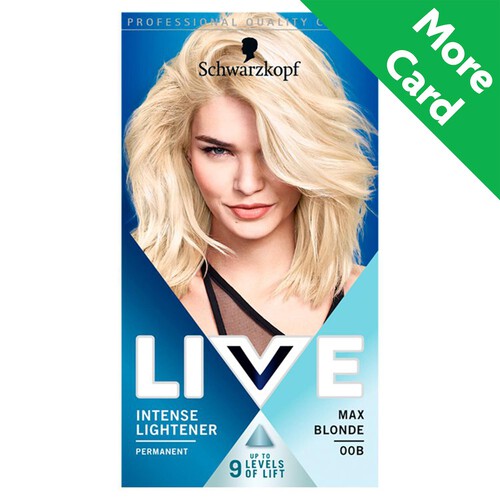 Schwarzkopf LIVE Intense Lightener Permanent Blonde Hair Dye 00B Max Blonde