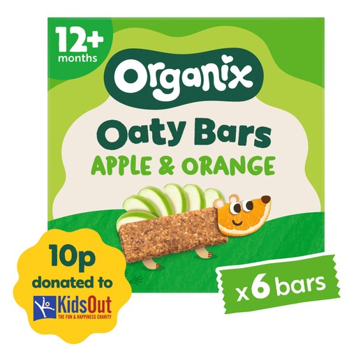 Organix Apple & Orange Oaty Bars Organic Toddler Snacks Multipack 6x23g