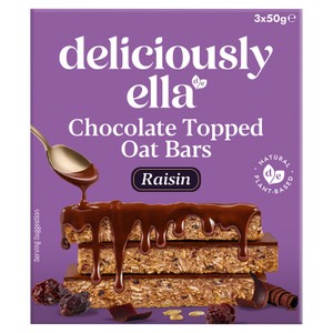 Deliciously Ella Raisin Chocolate Topped Oat Bars Multipack 3 X 50G Bars
