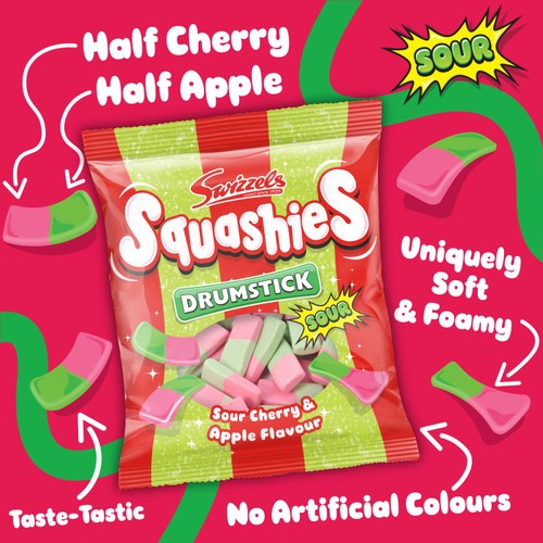 Swizzels Drumstick Squashies Sour Cherry & Apple Flavour 140g