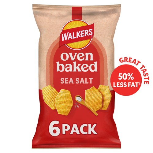 Walkers Baked Snacks Sea Salt Multipack Crisps 6 x 22g