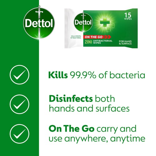 Dettol On The Go Hands And Surface Antibacterial Wipes 