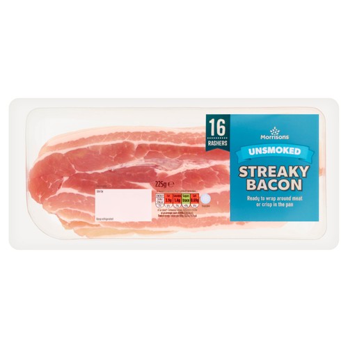 Morrisons Unsmoked Streaky Bacon 16 Rashers