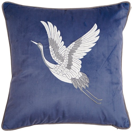 Nutmeg Home Velvet Crane Cushion 43x43