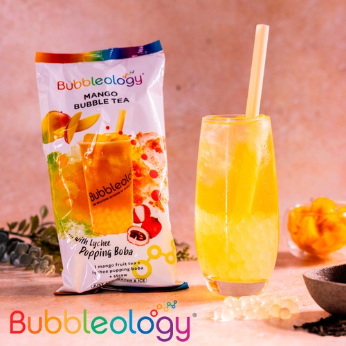 Bubbleology Mango Tea With Lychee Boba 