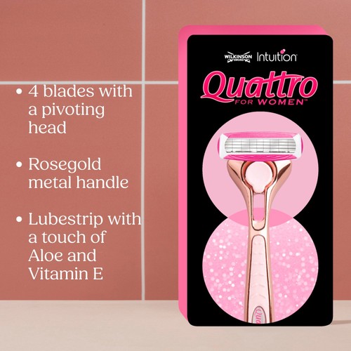 Wilkinson Sword Quattro For Women Rose Gold 1 Razor + 4 Blades