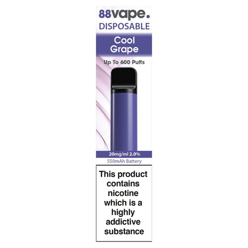 88vape Disposable Cool Grape 20mg