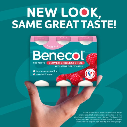 Benecol No Added Sugar Raspberry Yogurt Drink 6 x 67.5g (405g)