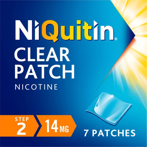 NiQuitin Clear Patch - Step 2 14mg, 7 Nicotine Patches - Stop Smoking Aid