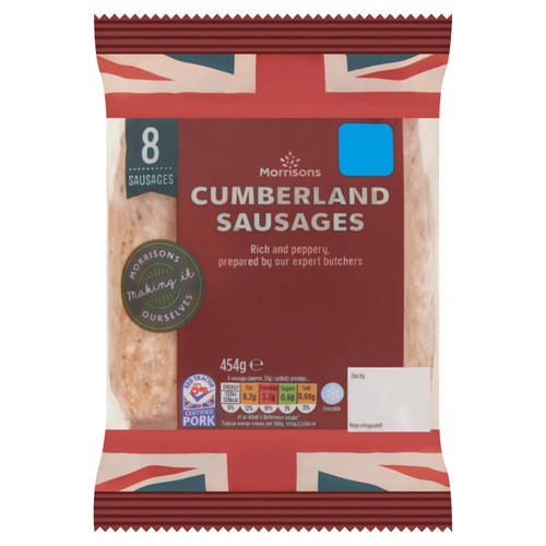 Morrisons Butchers Style Thick Pork Sausages, 8 Pack (454g) - Made With 72% Pork