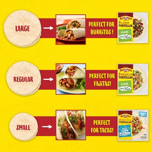 Old El Paso Gluten Free 10 White Corn Tortilla Wraps 208g
