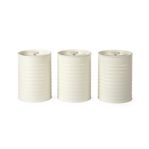 Russell Hobbs Ribbed 3pc Canister Set Cream