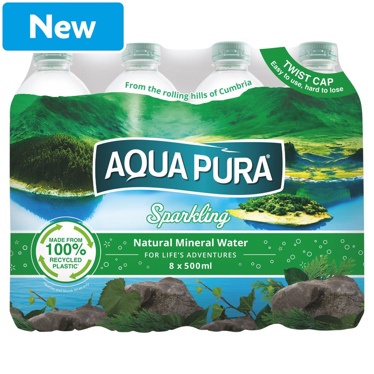 Aqua Pura Sparkling Water 8 x 500ml