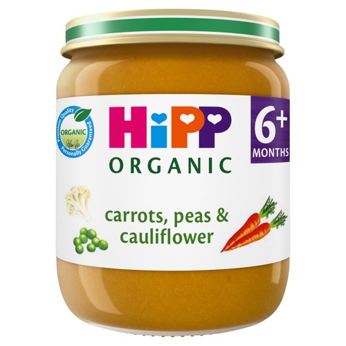 HiPP Organic Carrots Cauliflower & Peas Baby Food Jar 4+ Months 125g