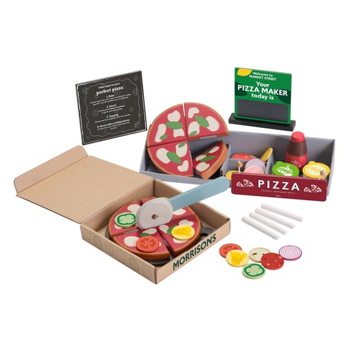 Ollie & Grace Wooden Toy Mini Market Street Pizza Set (wigig)