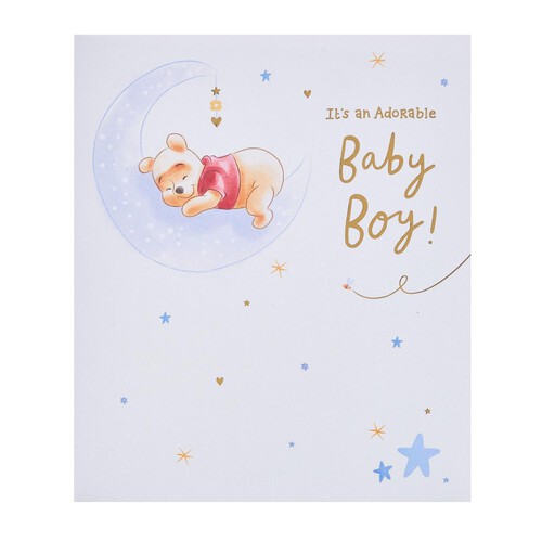 Winnie The Pooh Cute Boy Birth Congratulations Card L030