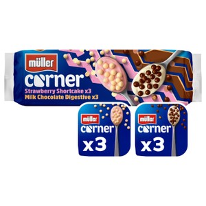 Muller Corner Chocolate Digestive and Strawberry Shortcake Yogurts