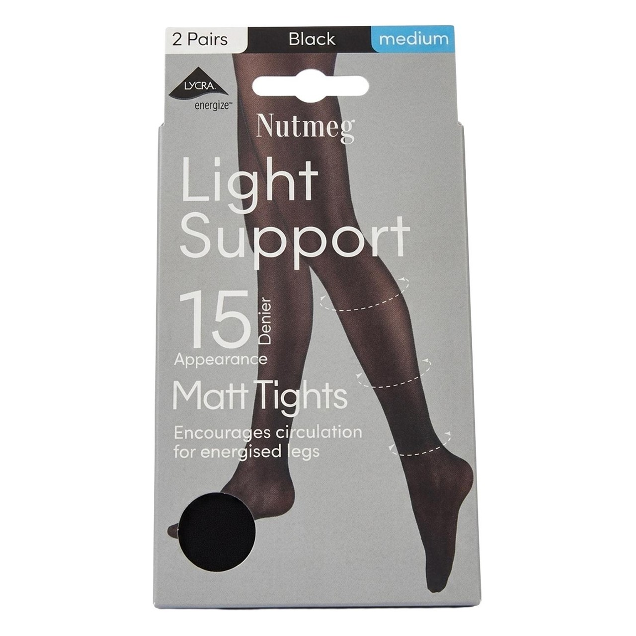 Nutmeg 15 Denier 5 Pack Matt Black Tights Small Size 8-10