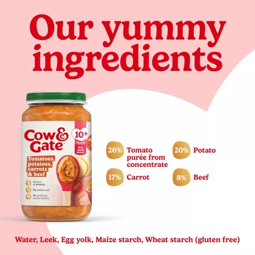 Cow & Gate Carrot Beef Tomato & Potato Baby Food Meal Jar 8+ Months 200g