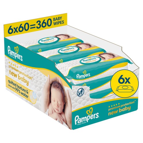 Pampers New Baby Wipes 6x60pk