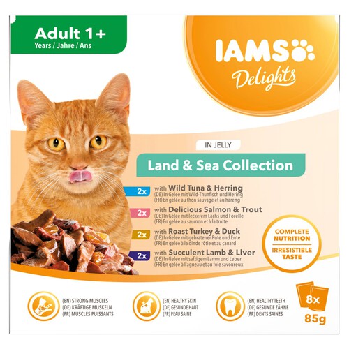 Iams Delights Adult 1+ Cat Land & Sea Collection In Jelly