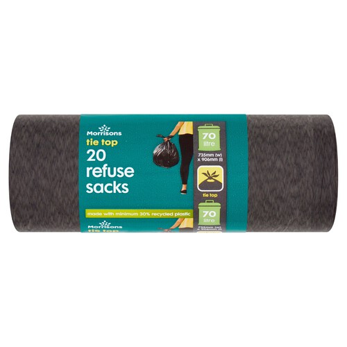 Morrisons Tie Top Refuse Sack 70L 20 Pack