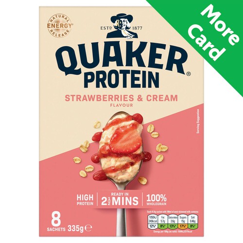 Quaker High Protein Strawberries & Cream Porridge Sachets Oat So Simple 