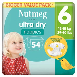 Nutmeg Ultra Dry Nappies Size 6 x 54 Pack